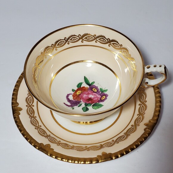 Paragon Teacup and Saucer Pink Purple Orange Flowers Vintage - Picture 2 of 12